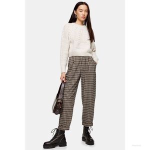 NWOT Topshop Casual Check Tapered Trousers